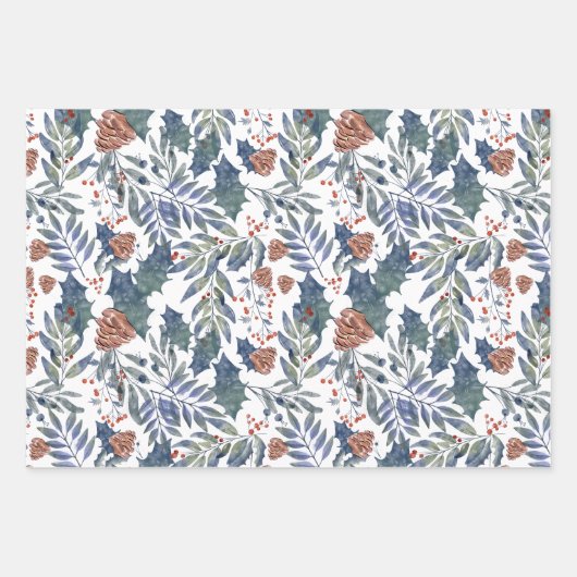 Moderne rustieke winterbos botanische pijnbomen inpakpapier vel (Voorkant)