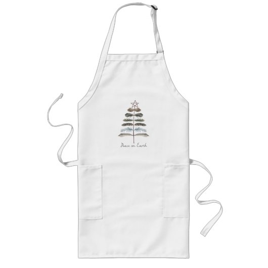 Moderne rustieke winterveer lang schort (Voorkant)