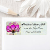 Moderne Rustieke Witte en Roze Wildflower Floral Etiket (Insitu)