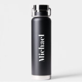 Moderne rustieke witte herten gewei | Monogram Waterfles (Achterkant)