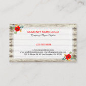 Moderne rustieke witte verf hout & bloemen accent visitekaartje (Achterkant)