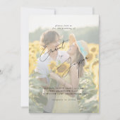 Moderne Rustieke Zonnebloem Fun Overlay Foto Huwel Kaart (Voorkant)