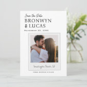 Moderne Rustieke Zwart-wit Polaroid Foto Save The Date (Staand voorkant)