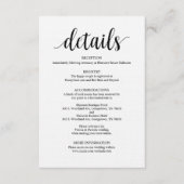 Moderne rustieke zwarte bruiloft details behuizing informatiekaartje (Voorkant)