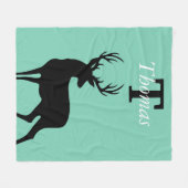 Moderne rustieke zwarte herten & Blauwgroen Fleece Deken (Voorkant (Horizontaal))