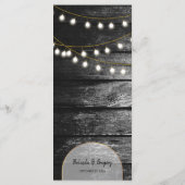 Moderne Rustieke Zwarte Houten Gouden Lichten Boog Menu (Achterkant)