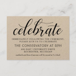 Moderne Rustieke Zwarte Script Bruiloftsreceptie Informatiekaartje