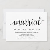 Moderne Rustieke, Zwarte script, Trouw Elopement Kaart (Voorkant)