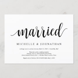 Moderne Rustieke, Zwarte script, Trouw Elopement Kaart