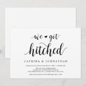 Moderne Rustieke, Zwarte script, Trouw Elopement Kaart (Voorkant / Achterkant)