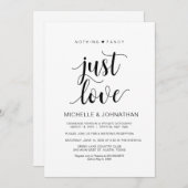 Moderne Rustieke, Zwarte, Trouw Elopement Ontvangs Kaart (Voorkant / Achterkant)