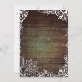 moderne , rustige , barnwood lace - bruiloft kaart (Achterkant)