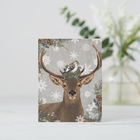 moderne  rustige bossen winterherten briefkaart (Staand voorkant)