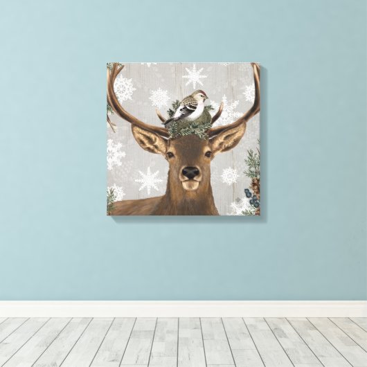 moderne rustige bossen winterherten canvas afdruk (Insitu (Houten vloer))