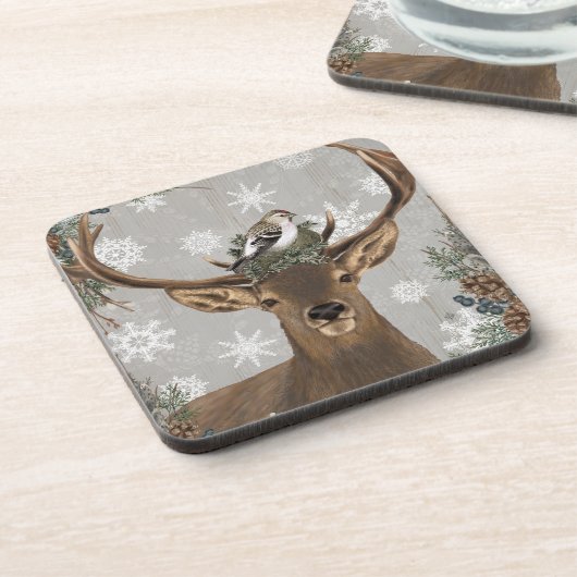 moderne  rustige bossen winterherten drankjes onderzetter (Linkerzijde)
