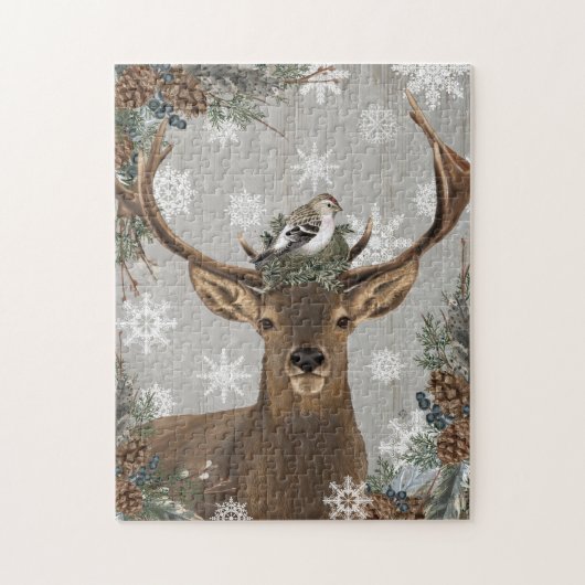 moderne  rustige bossen winterherten legpuzzel (Verticaal)