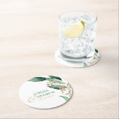 Moderne rustige botanische bruinkoolmonogram ronde kartonnen onderzetter (Insitu)