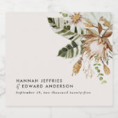 Moderne, rustige botanische elegante tropische bru sparkling wijnetiket (Enkel label)