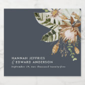 Moderne rustige botanische elegante tropische brui sparkling wijnetiket (Enkel label)