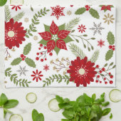 moderne rustige kerstbloemen theedoek (Gevouwen)