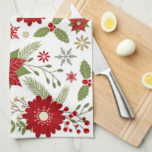 moderne rustige kerstbloemen theedoek (Quarter Fold)
