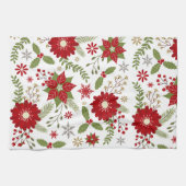 moderne rustige kerstbloemen theedoek (Horizontaal)