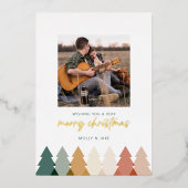 Moderne Rustige kerstboomkaart Folie Feestdagenkaart (Voorkant)