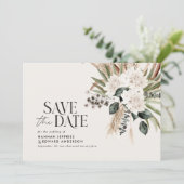 Moderne rustige pampas eucalyptus botanical QR cod Save The Date (Staand voorkant)