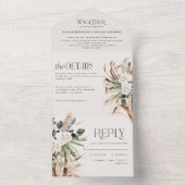 moderne rustige pampas eucalyptusbruiloft all in one uitnodiging (Binnen)