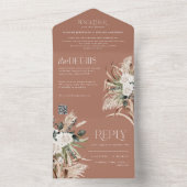 moderne rustige pampas eucalyptusbruiloft QR-code All In One Uitnodiging (Binnen)