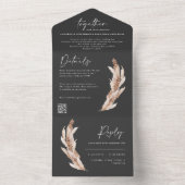 Moderne rustige pampas eucalyptusbruiloft QR-code All In One Uitnodiging (Binnen)