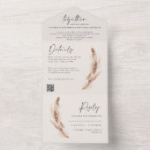 moderne rustige pampas eucalyptusbruiloft QR-code All In One Uitnodiging (Binnen)