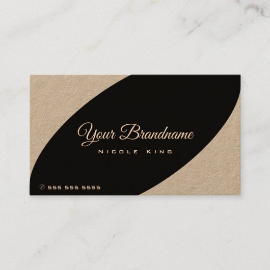 Moderne Rustige stijl zwart bruin Visitekaartje (Voorkant)