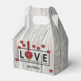 Moderne Rustige Valentijnsdag Hout LOVE Red Hearts Bedankdoosjes