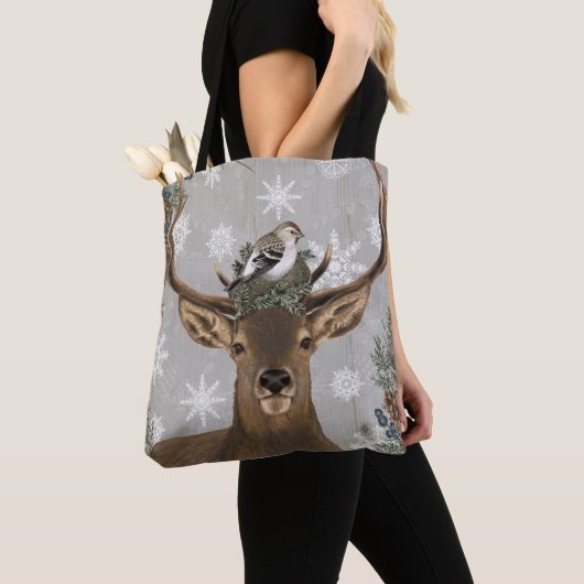 moderne  rustige winterherten tote bag (Dichtbij)