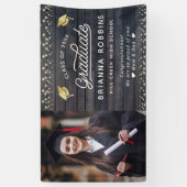 Moderne Rustisch Afstuderen met gouden  Fotohout Spandoek (Verticaal)