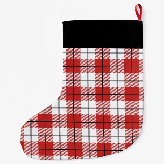 Moderne Rustisch Land Rood- & White Flannel Pset Grote Kerstsok (Achterkant)