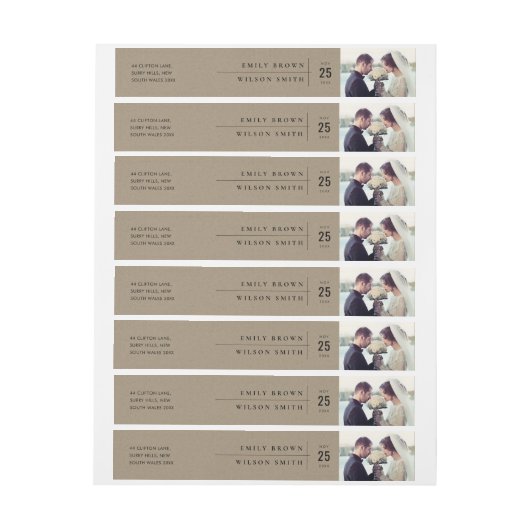 MODERNE RUSTISCHE KRAFT TYPOGRAPHY WEDDING FOTO ADRESLABEL WIKKEL (Vel)