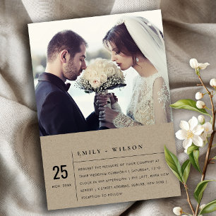 MODERNE RUSTISCHE KRAFT TYPOGRAPHY WEDDING FOTO KAART