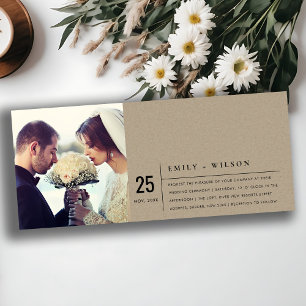 MODERNE RUSTISCHE KRAFT TYPOGRAPHY WEDDING FOTO KAART