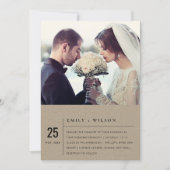 MODERNE RUSTISCHE KRAFT TYPOGRAPHY WEDDING FOTO KAART (Voorkant)