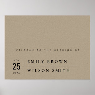 MODERNE RUSTISCHE KRAFT TYPOGRAPHY WEDDING WELKOM POSTER