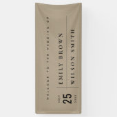 MODERNE RUSTISCHE KRAFT TYPOGRAPHY WEDDING WELKOM SPANDOEK (Verticaal)