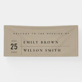 MODERNE RUSTISCHE KRAFT TYPOGRAPHY WEDDING WELKOM SPANDOEK