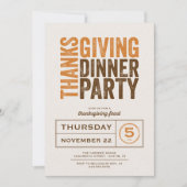 Moderne Rustische Thanksgiving Dinner Party Kaart (Voorkant)