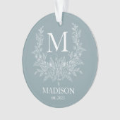 Moderne Rustische vakantie monogram Cadetgrijs Ornament (voorkant)