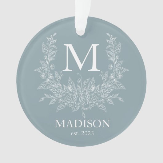 Moderne Rustische vakantie monogram Cadetgrijs Ornament (voorkant)