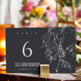 MODERNE RUSTISCHE ZWARTE LIJN DIE FLORAL WEDDING D KAART