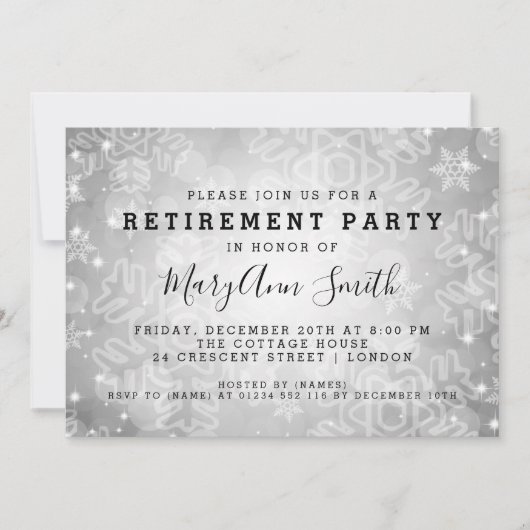 Moderne rusttijd Zilver Winter Bokeh-lichten Kaart (Voorkant)