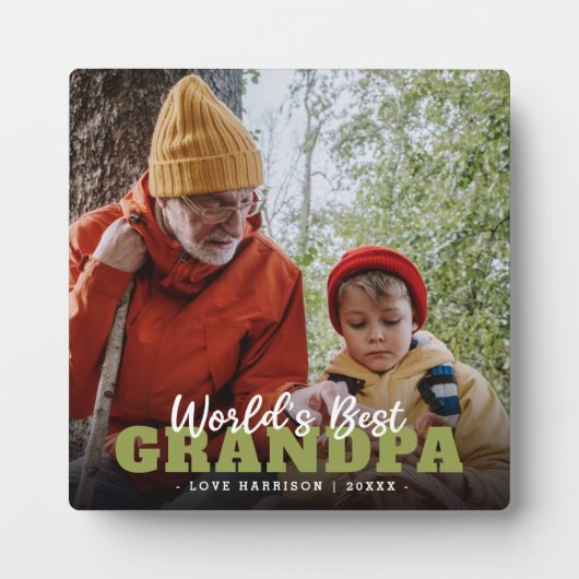 Moderne 's Werelds beste opa' aangepaste foto Fotoplaat (Voorkant)